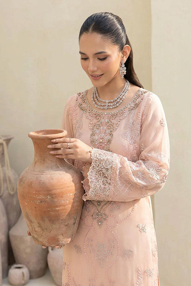 Embroidered Chiffon 8-Piece Suit with Sequin Shawl-SZ-2023