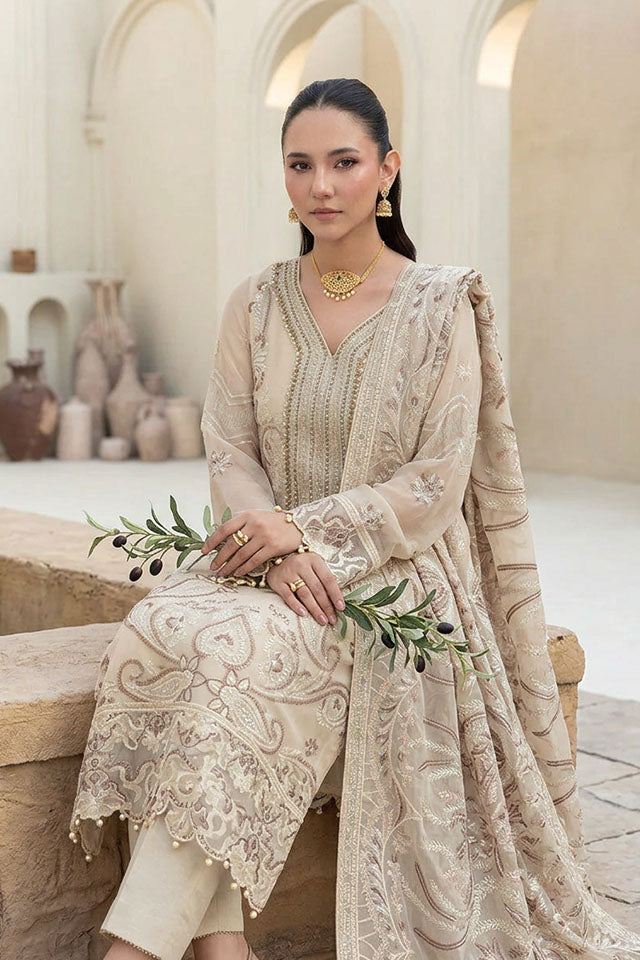 Sequinned Chiffon Embroidered Organza Detailing & Raw Silk Trouser - SZ-2018