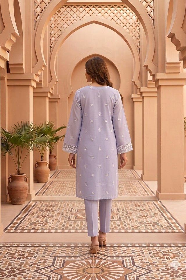 Light Blue Embroidered Cotton Ensemble-SZ-2037