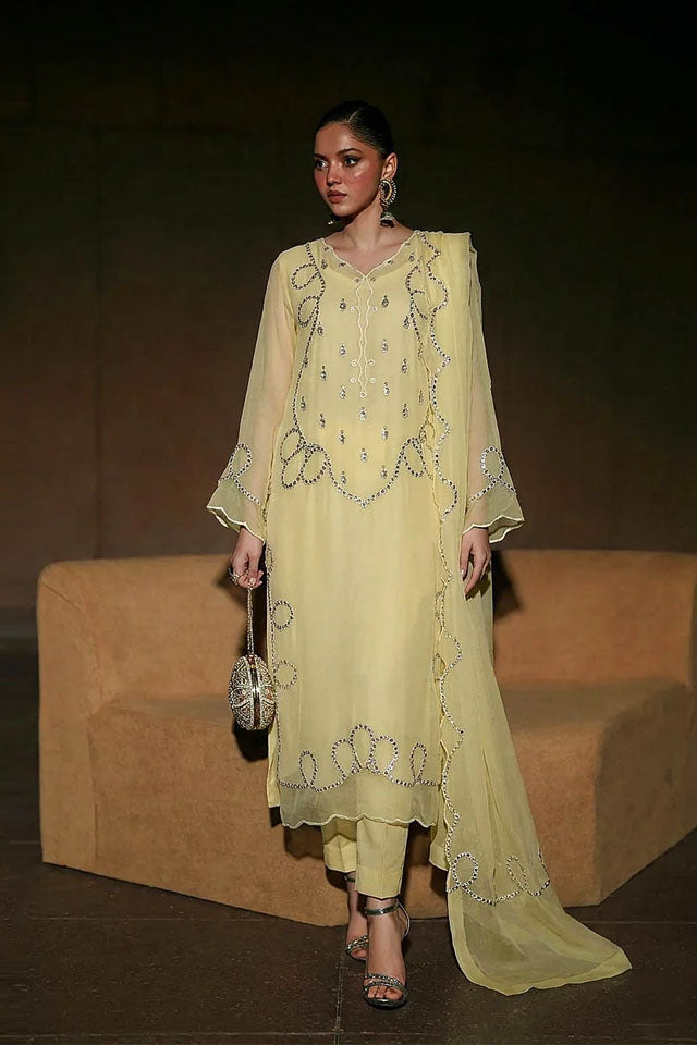 3-Piece Chiffon Suit - Embroidered (Luxury Pret) SZ-2015