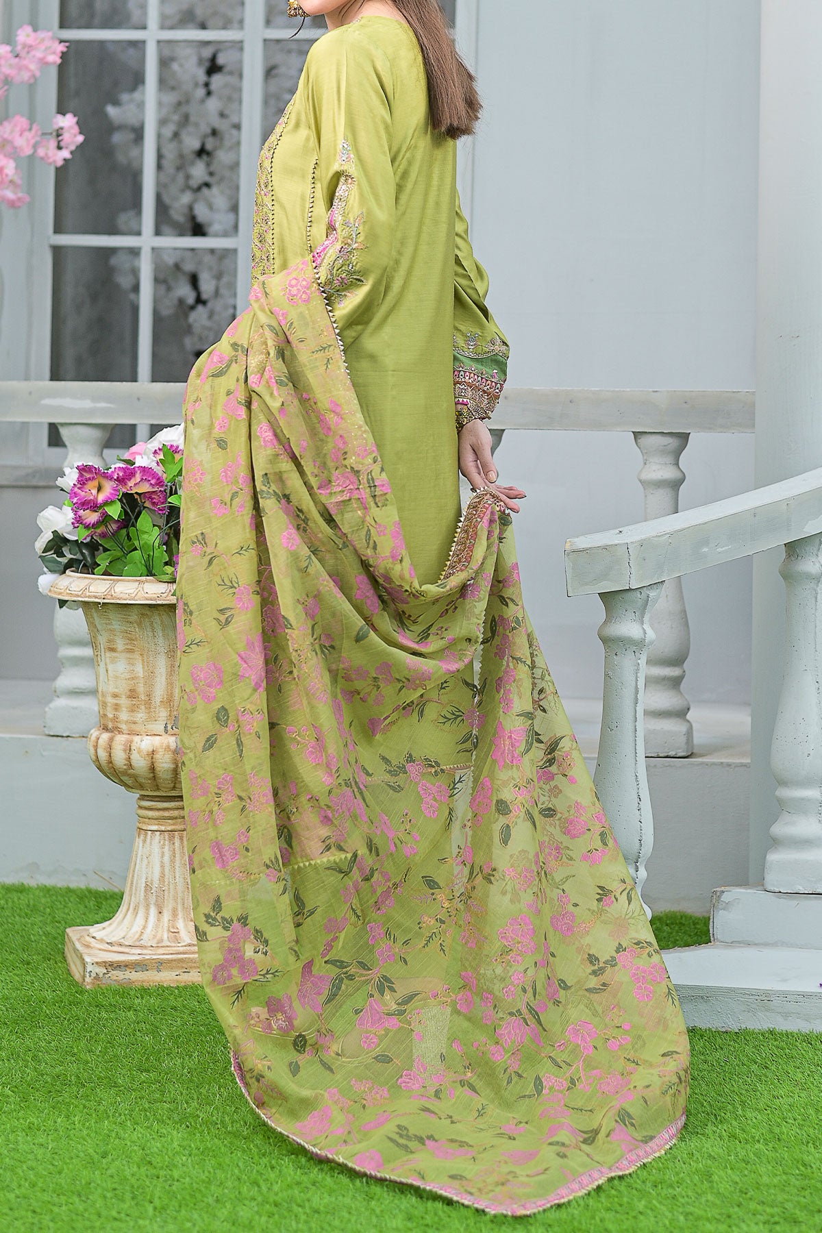 WOMEN'S-3 PIECE PRINTED RAW SILK | DPV-219