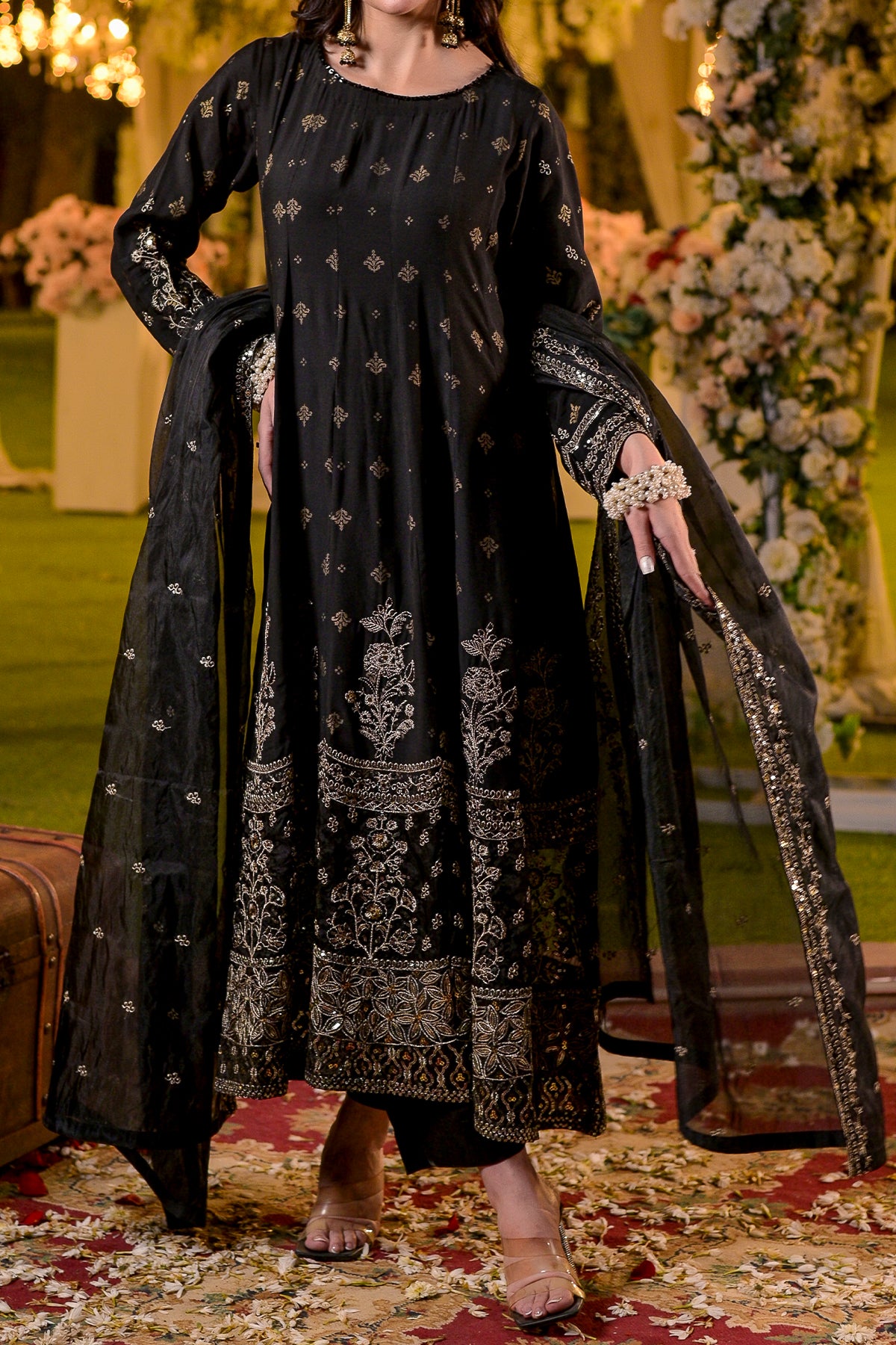 WOMEN'S-3 PIECE PRINTED RAW SILK | DPV-224