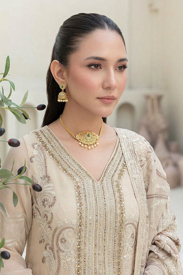 Sequinned Chiffon Embroidered Organza Detailing & Raw Silk Trouser - SZ-2018