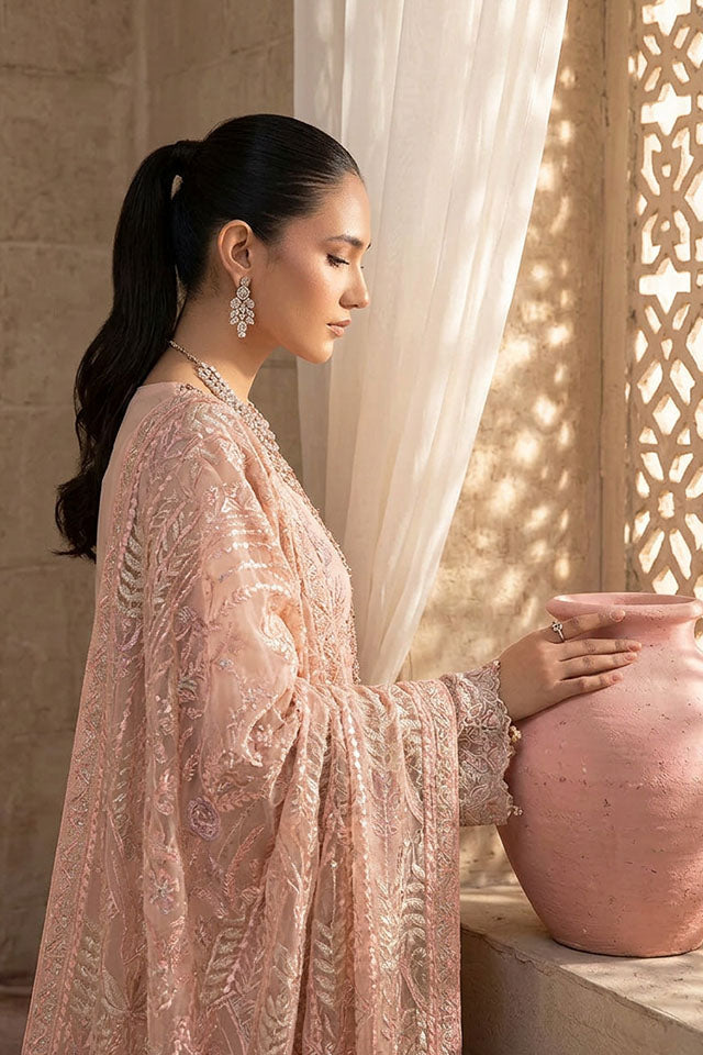 Embroidered Chiffon 8-Piece Suit with Sequin Shawl-SZ-2023