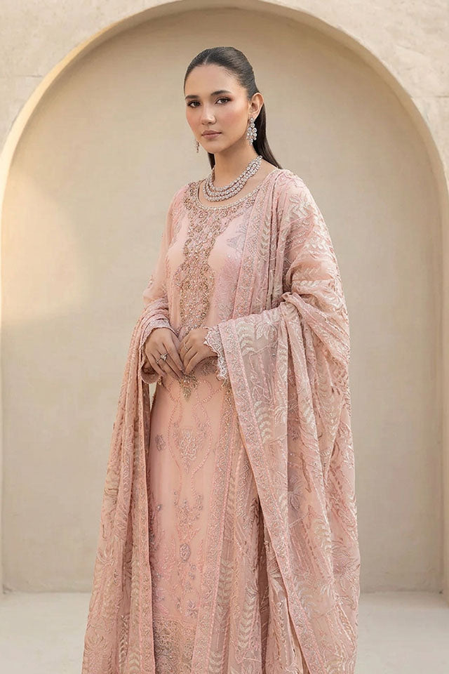 Embroidered Chiffon 8-Piece Suit with Sequin Shawl-SZ-2023