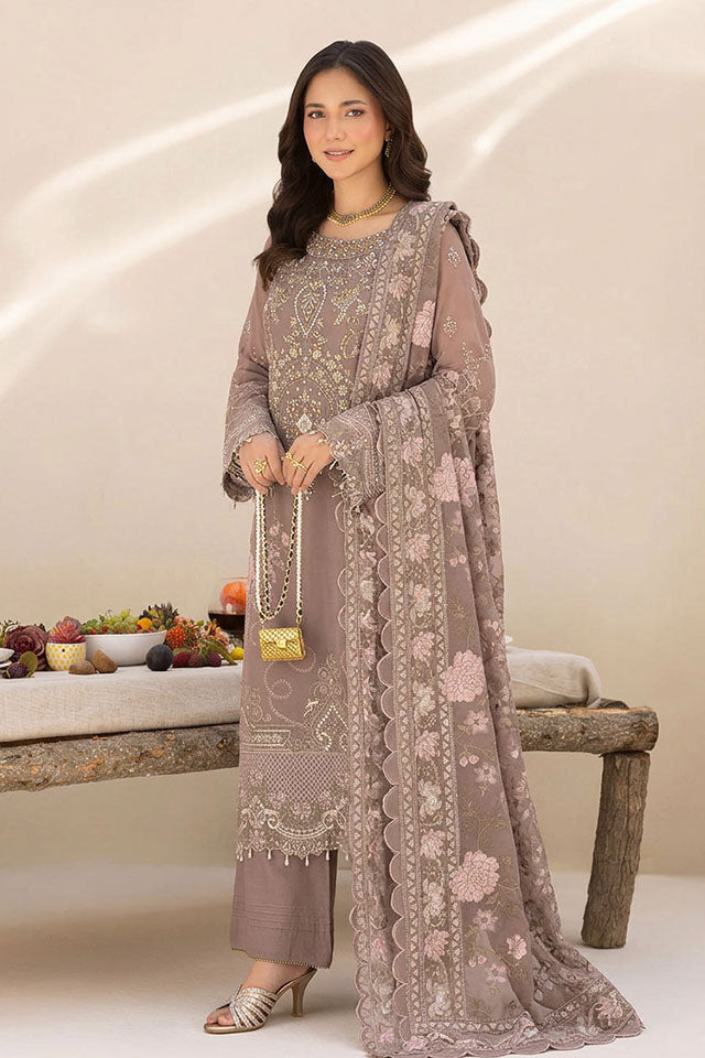 Sequin Embellished Chiffon Suit with Organza Accents & Raw Silk Trouser - SZ-2020