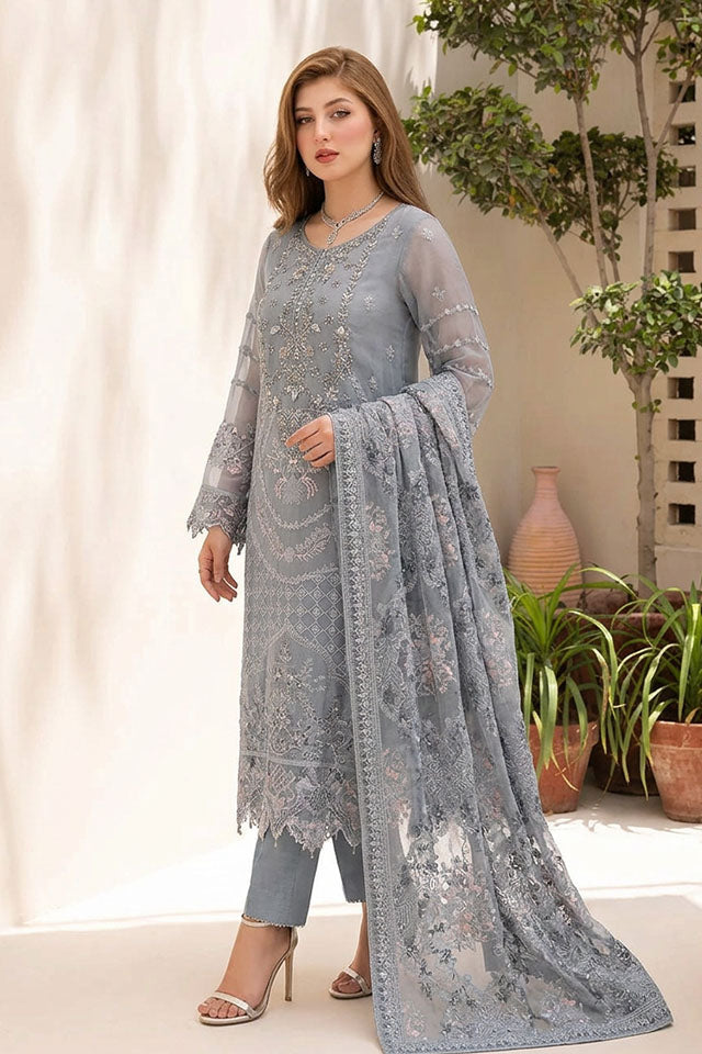 Sequin Embroidered Chiffon Suit- SZ-2021