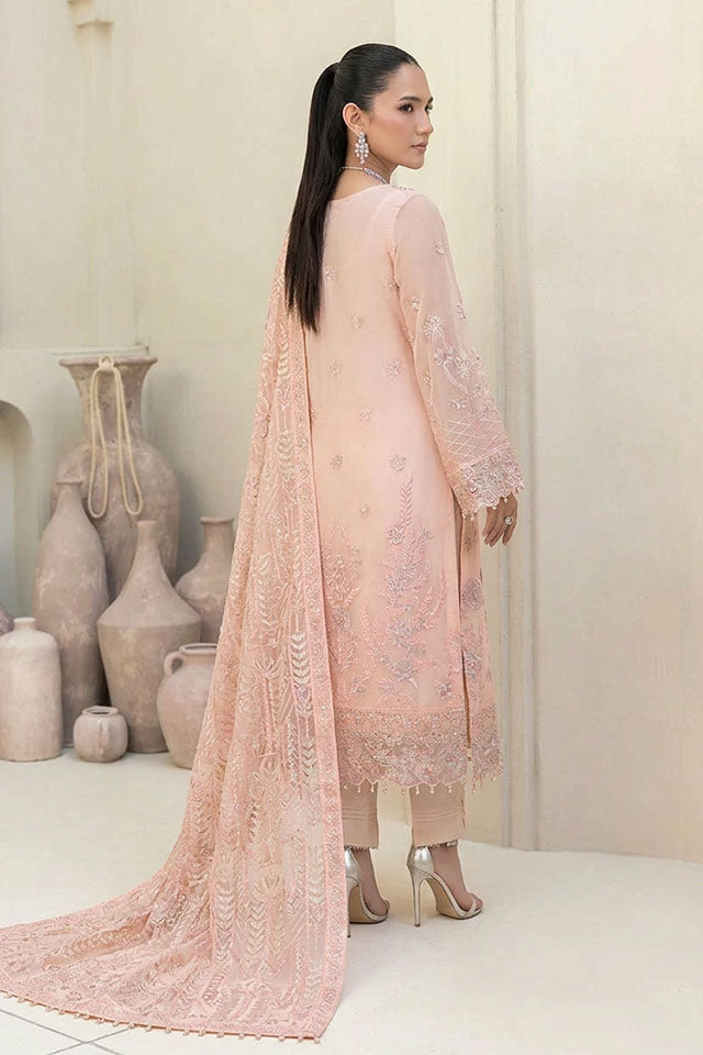 Embroidered Chiffon 8-Piece Suit with Sequin Shawl-SZ-2023