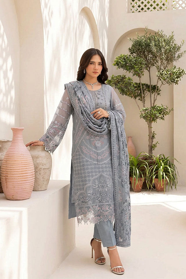 Sequin Embroidered Chiffon Suit- SZ-2021