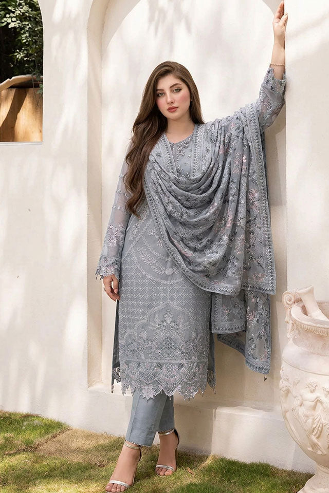 Sequin Embroidered Chiffon Suit- SZ-2021