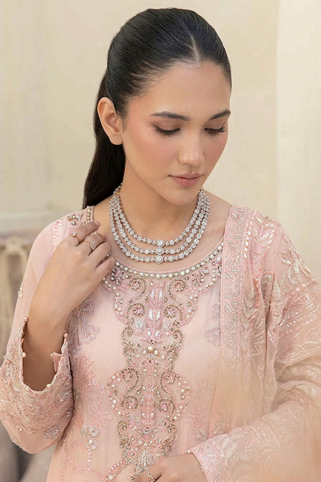 Embroidered Chiffon 8-Piece Suit with Sequin Shawl-SZ-2023