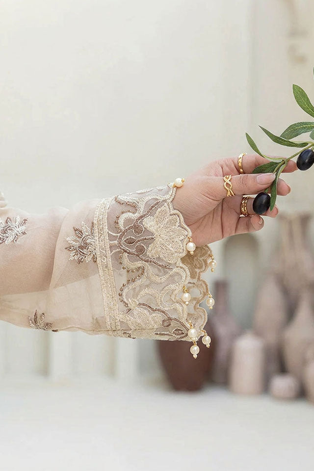 Sequinned Chiffon Embroidered Organza Detailing & Raw Silk Trouser - SZ-2018