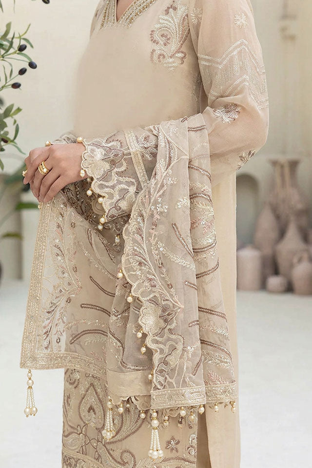 Sequinned Chiffon Embroidered Organza Detailing & Raw Silk Trouser - SZ-2018