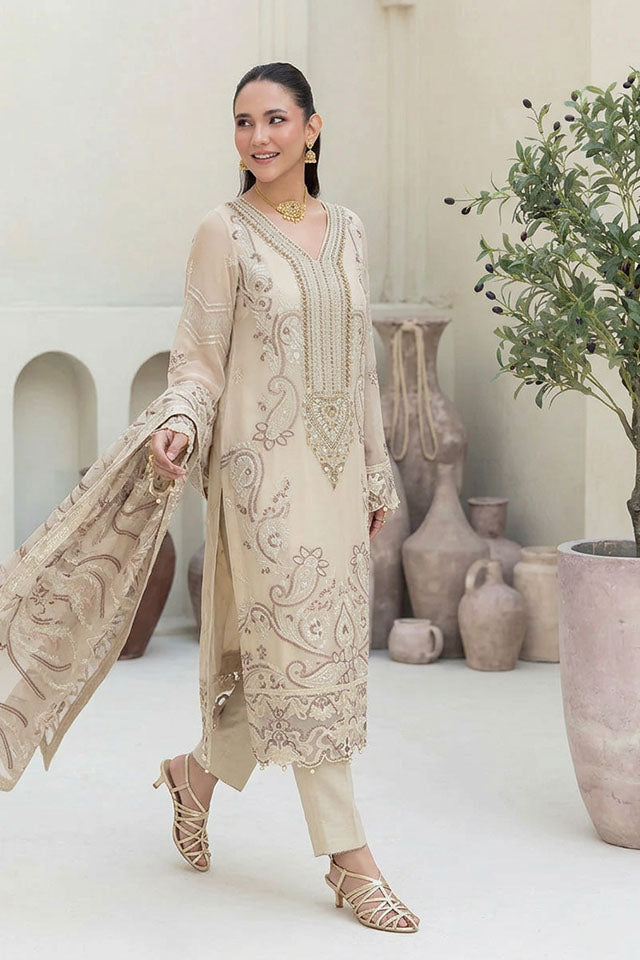 Sequinned Chiffon Embroidered Organza Detailing & Raw Silk Trouser - SZ-2018
