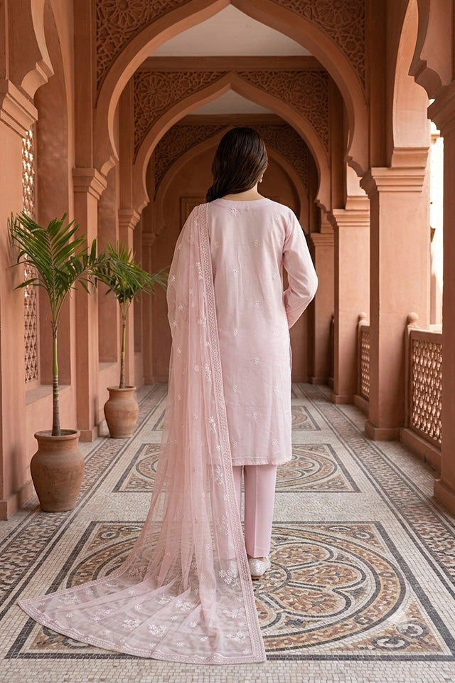 Light Pink Embroidered Cotton Ensemble-SZ-2035