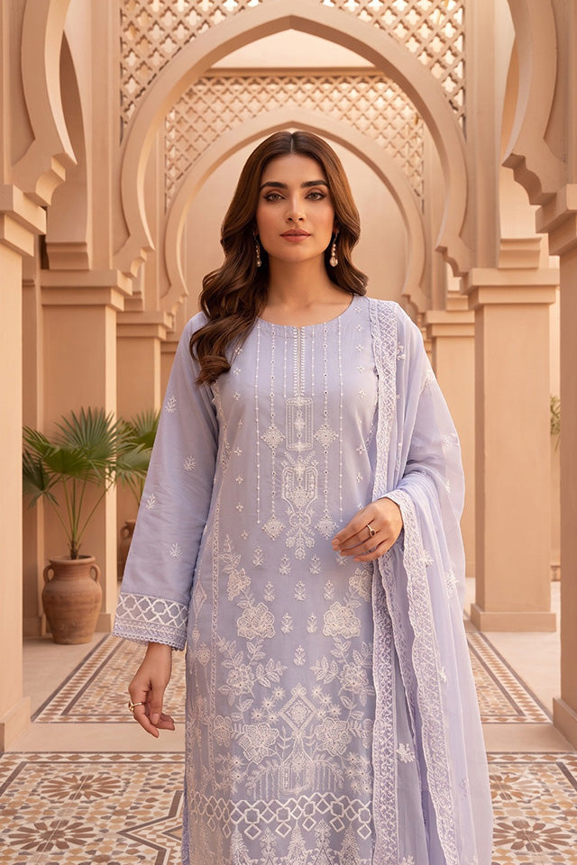 Light Blue Embroidered Cotton Ensemble-SZ-2037