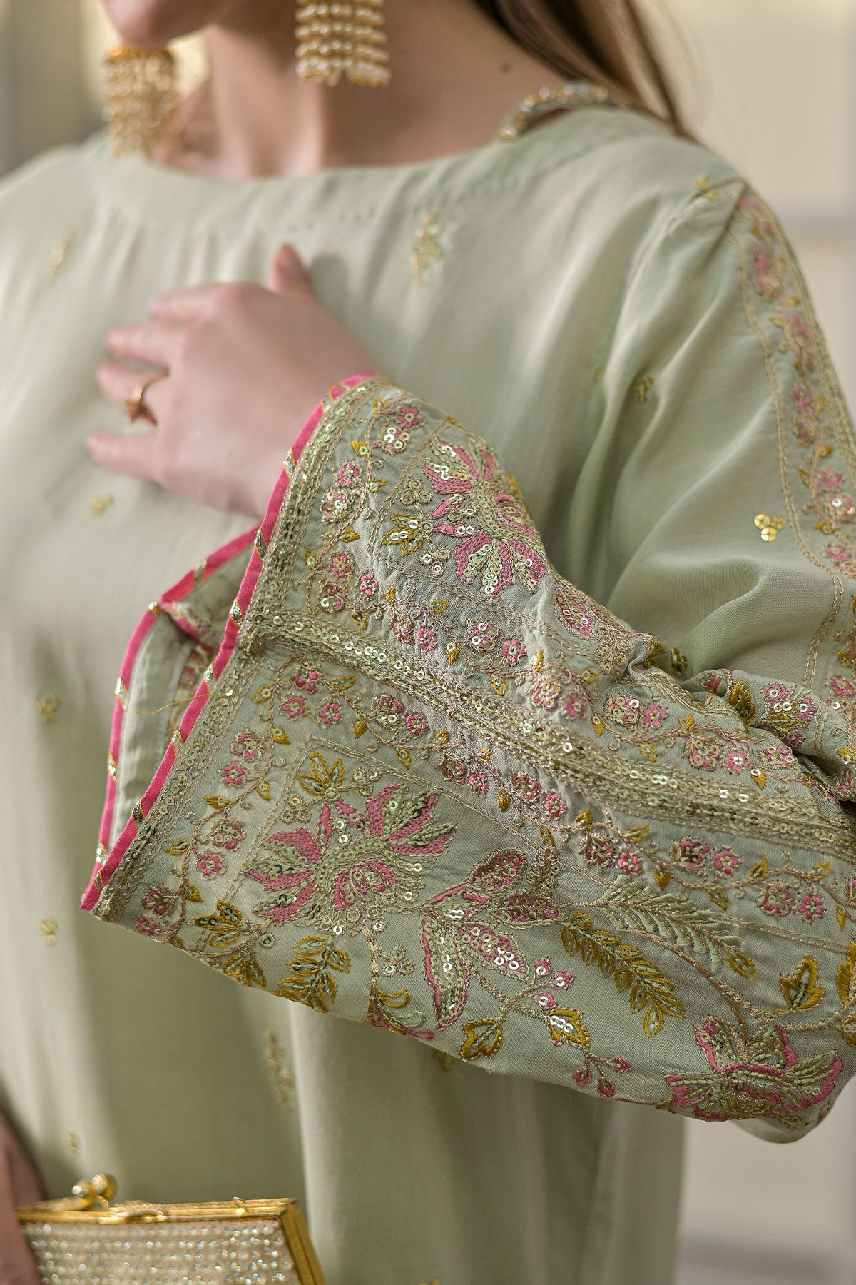 Mustard Self Zari Viscose 3 Piece Suit with Slub Dupatta-SZ-2020