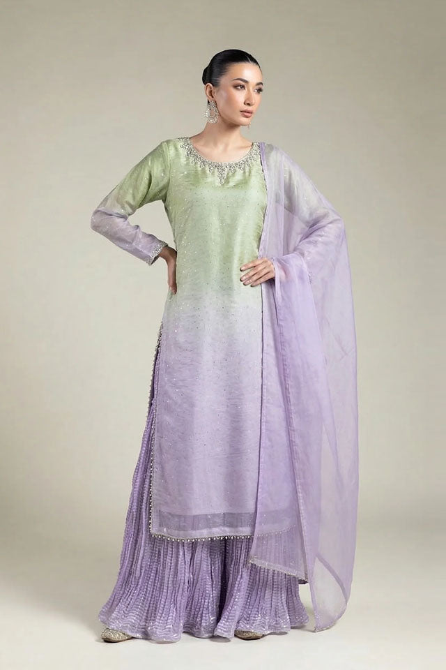 3 Piece Sheesha Chiffon Suit - Embroidered - SZ-2014