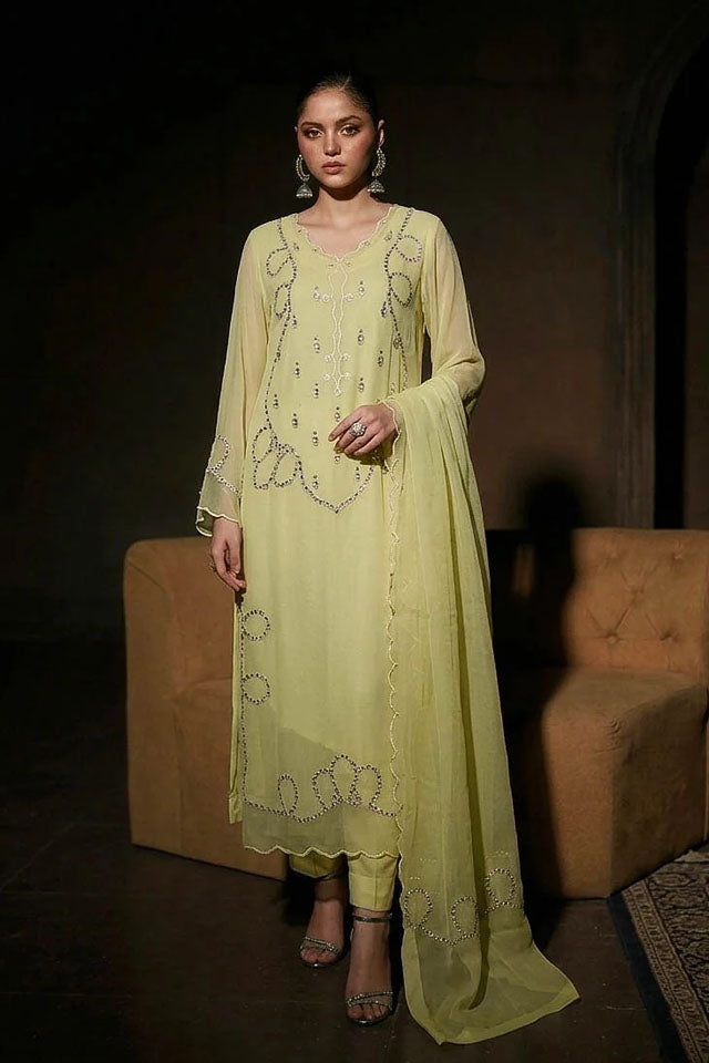 3-Piece Chiffon Suit - Embroidered (Luxury Pret) SZ-2015
