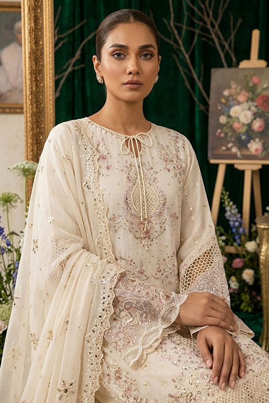 Premium Cream Embroidered Chiffon SZ-2012